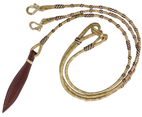 Rawhide Romal Reins ~ Burgundy Accent