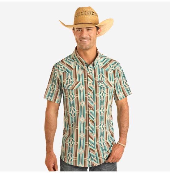 Men's Aztec Print by Panhandle Slim ~ Turquoise - Henderson's Western Store