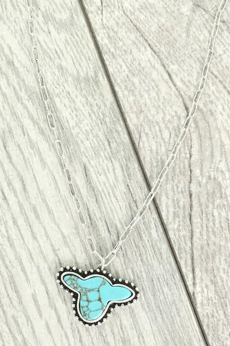 Western Turquoise Cow Head Pendant Necklace - Henderson's Western Store