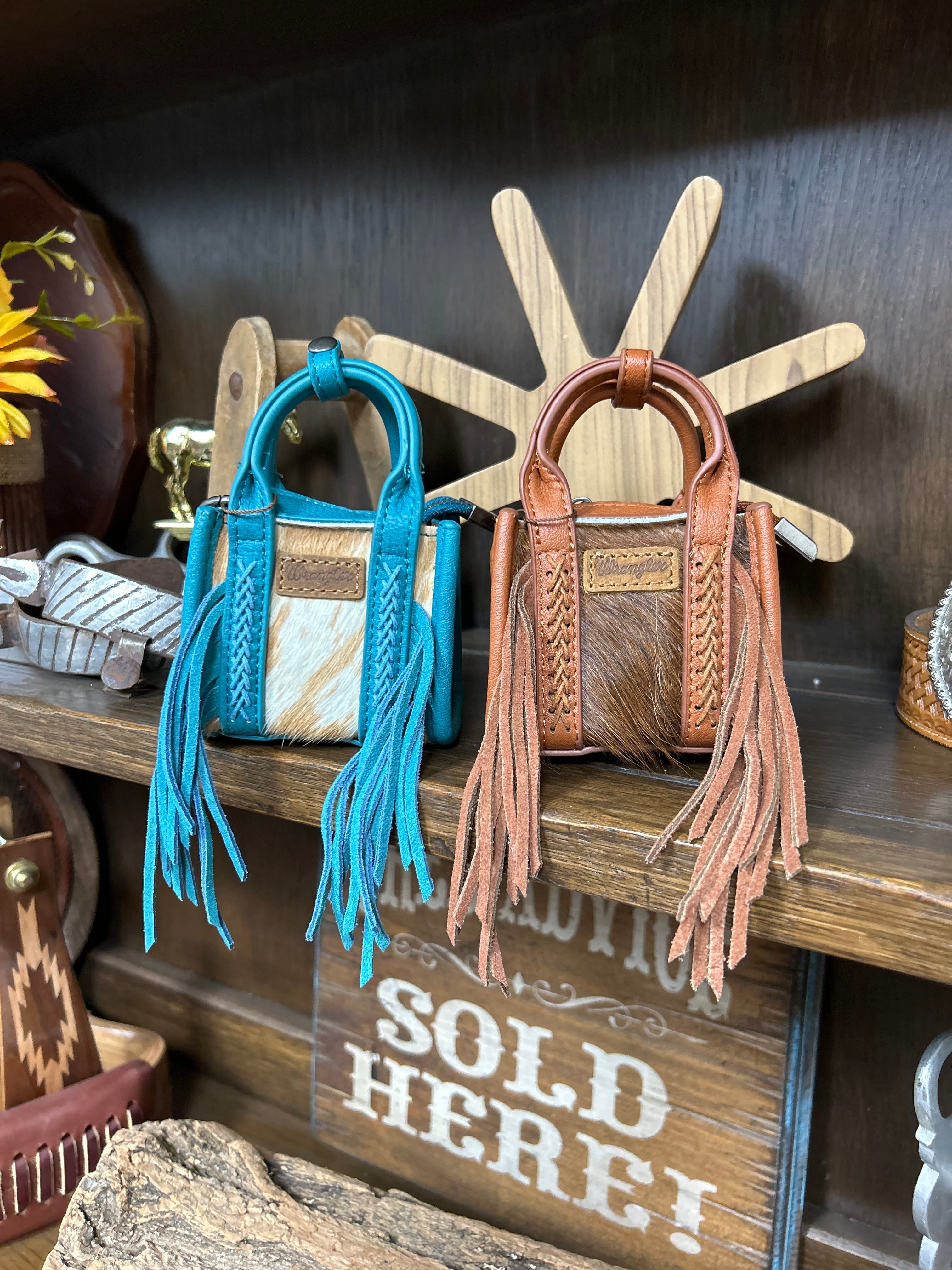 Wrangler Cowhide Mini Fringe Tote / Keychain Bag - Henderson's Western Store