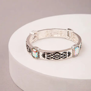 Load image into Gallery viewer, Western Aztec Jeweled Pictograph Bracelet - Henderson&#39;s Western Store