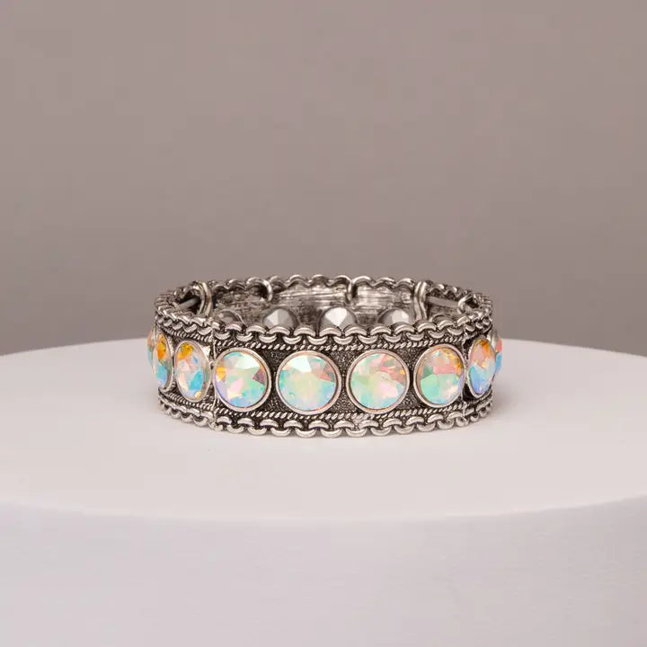 Western Bezel Set Cabochon Stretch Bracelet - Henderson's Western Store