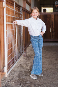 Load image into Gallery viewer, Girl&#39;s Rock &amp; Roll Desert Print Flare Jeans - Henderson&#39;s Western Store