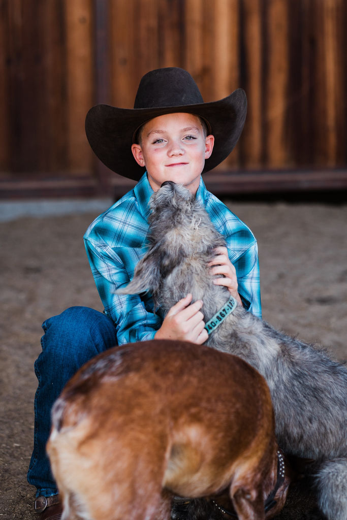 Boy's Woven Plaid ~ Teal - Henderson's Western Store