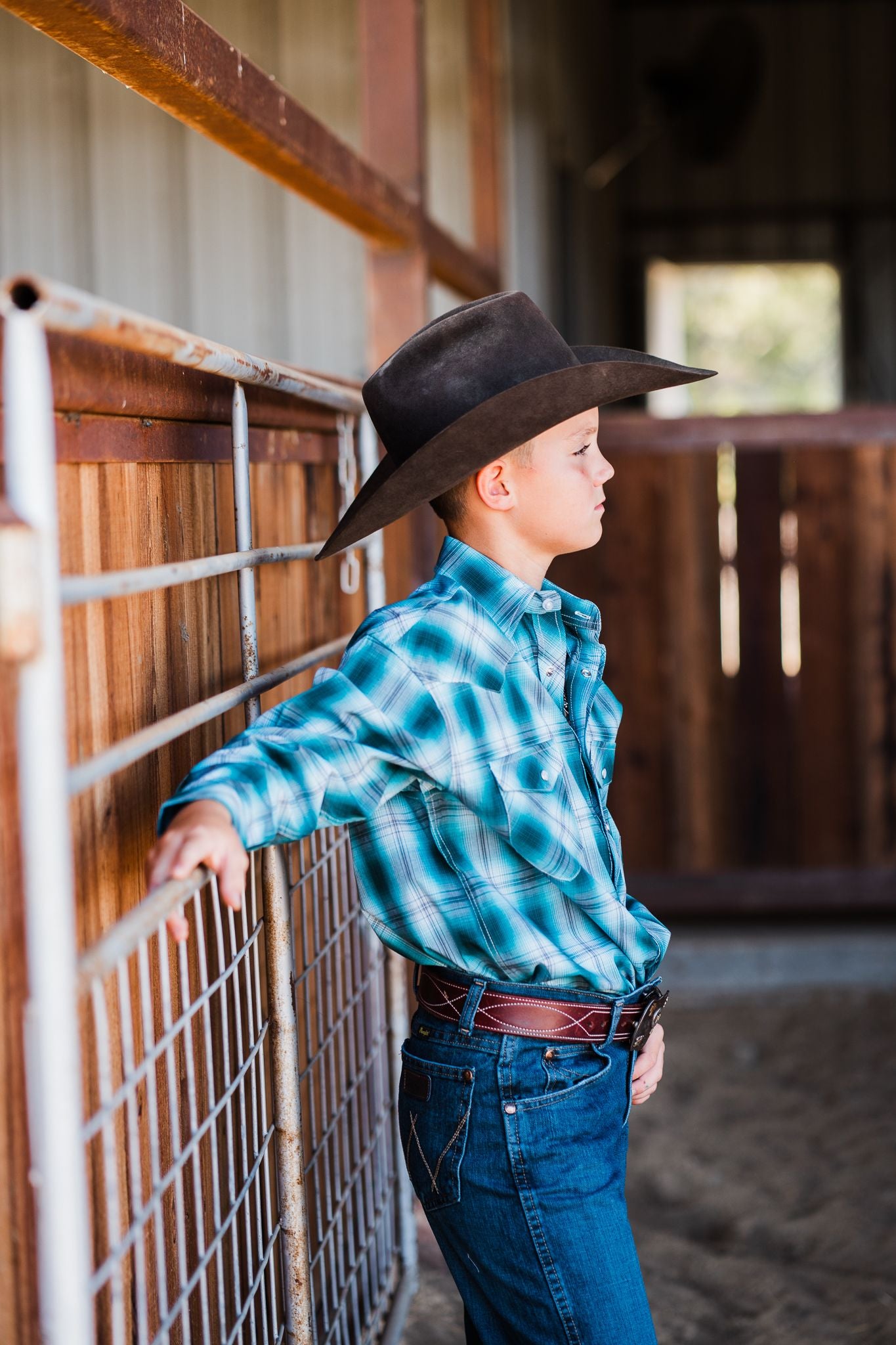 Boy's Woven Plaid ~ Teal - Henderson's Western Store