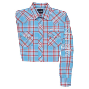 Load image into Gallery viewer, Men&#39;s Wrangler Logo Plaid ~ Blue - Henderson&#39;s Western Store