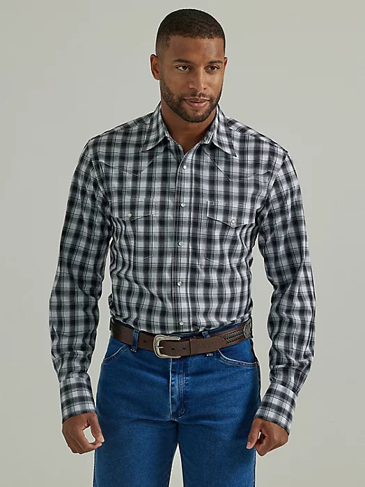 Men's Wrangler Classic Plaid ~ Black & White - Henderson's Western Store