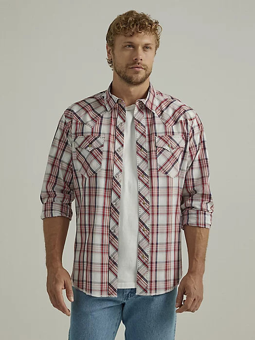 Men's Wrangler Fashion Plaid ~ Red - Henderson's Western Store