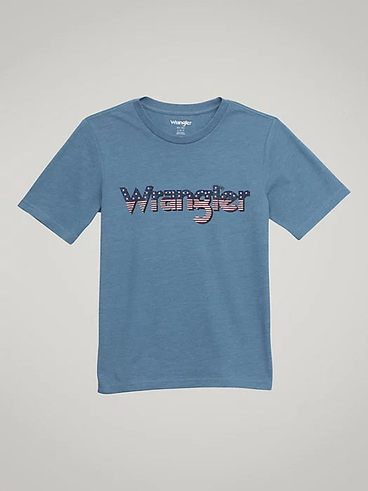 Boy's Wrangler USA Tee ~ Heather Blue - Henderson's Western Store