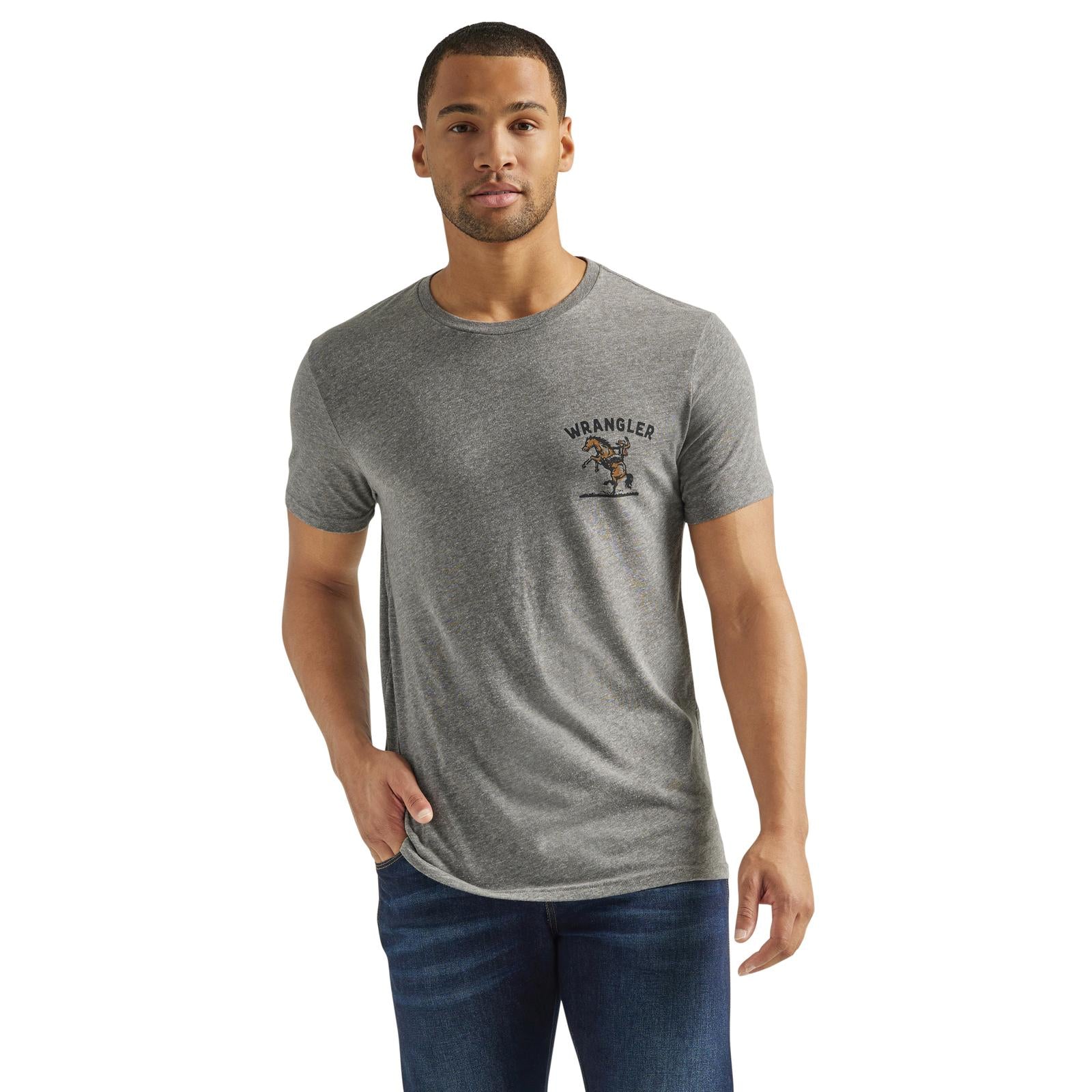 Men's Wrangler Denim Logo Tee ~ Graphite - Henderson's Western Store