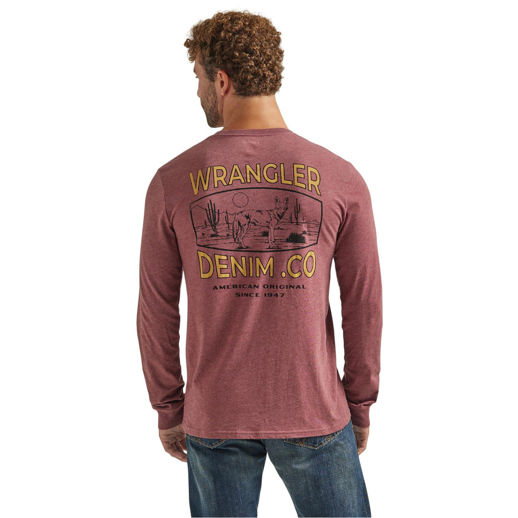 Men's Wrangler Logo Tee ~ Burgundy - Henderson's Western Store