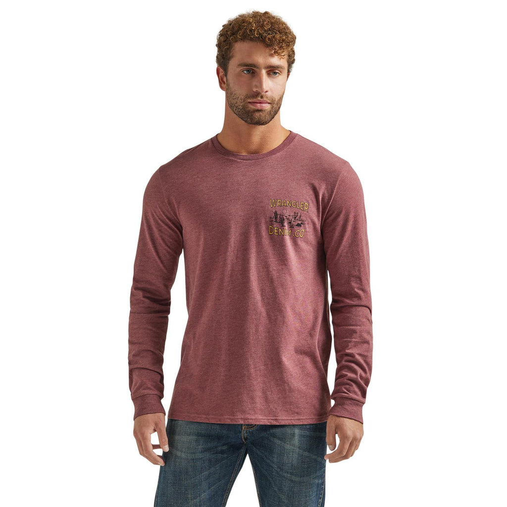 Men's Wrangler Logo Tee ~ Burgundy - Henderson's Western Store