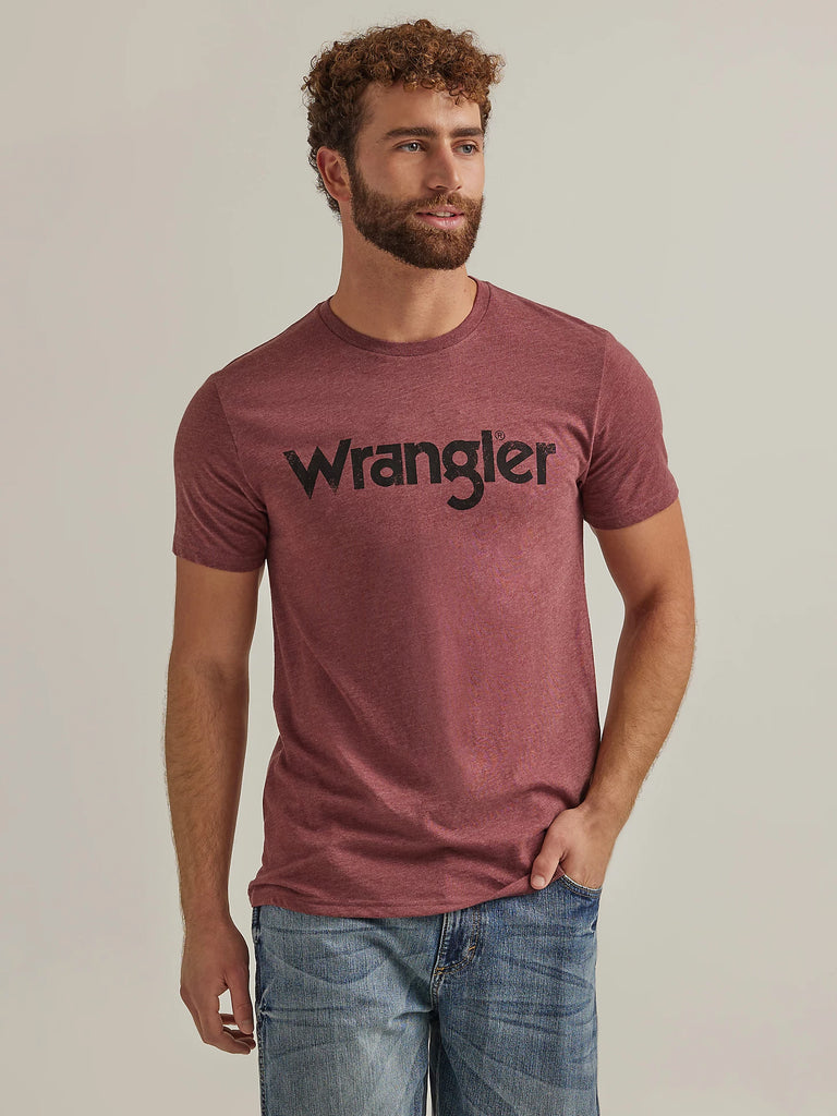 Men's Wrangler Kabel Logo Tee ~ Burgundy - Henderson's Western Store