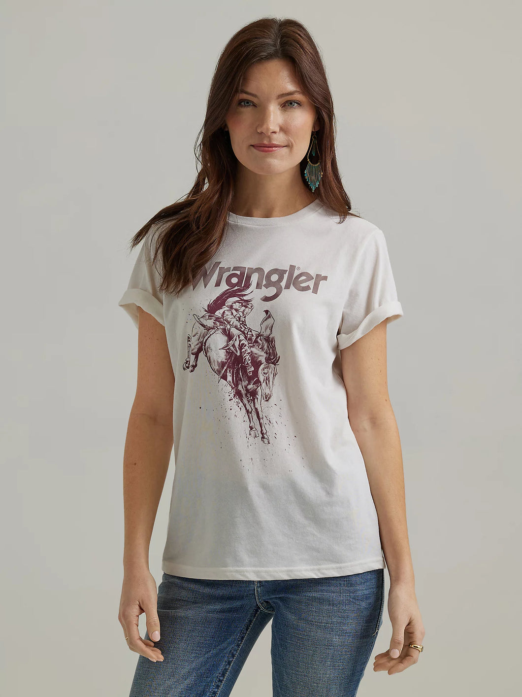 Ladies Logo Tee by Wrangler ~ Marshmallow - Henderson's Western Store