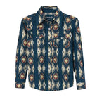 Boy's Wrangler Checotah Western Shirt ~ Blue Aztec - Henderson's Western Store