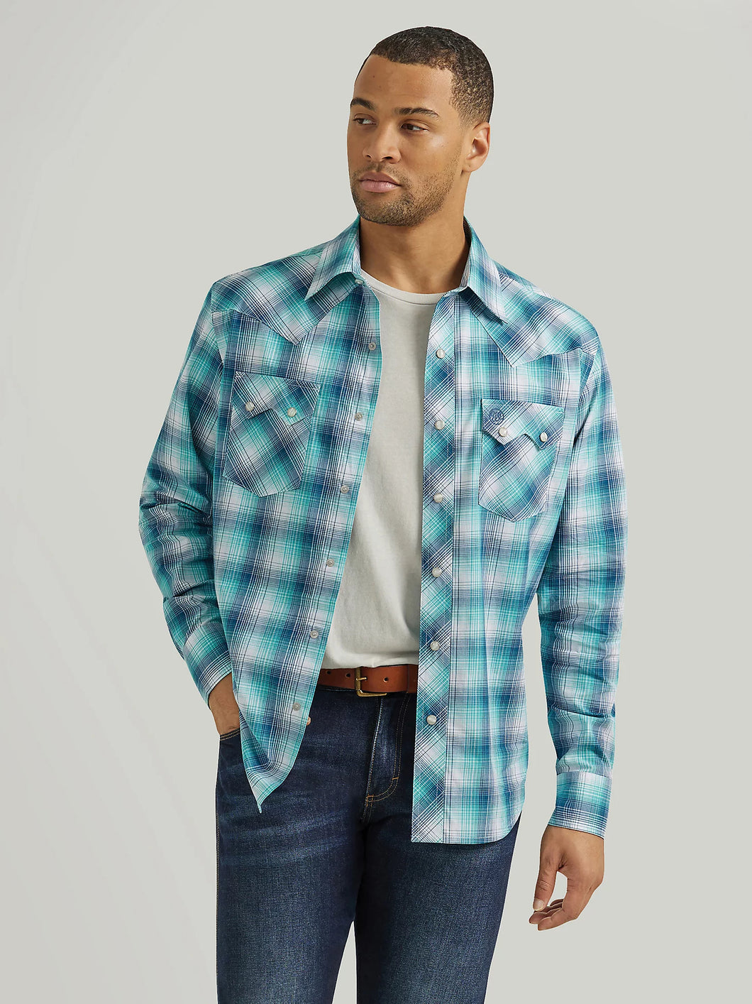 Men's Wrangler Retro Plaid ~ Turquoise