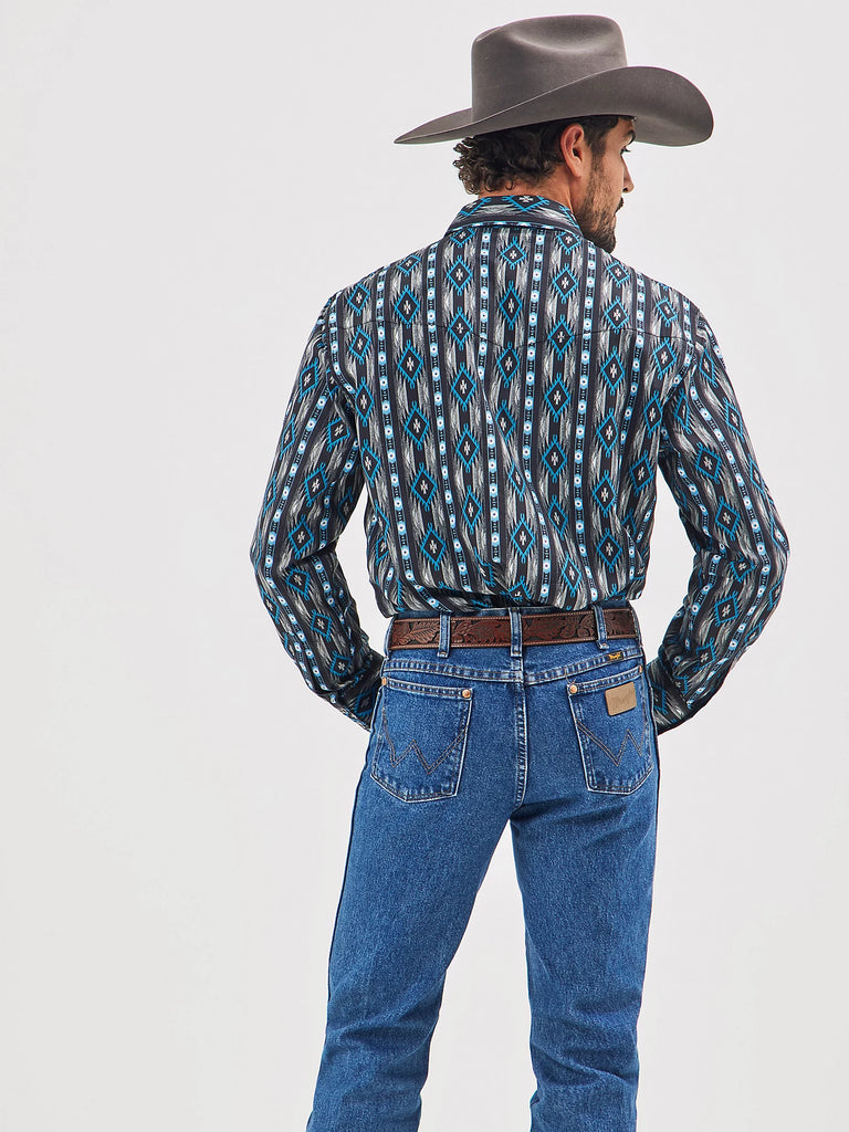 Checotah Western Shirt by Wrangler ~ Black Bleu