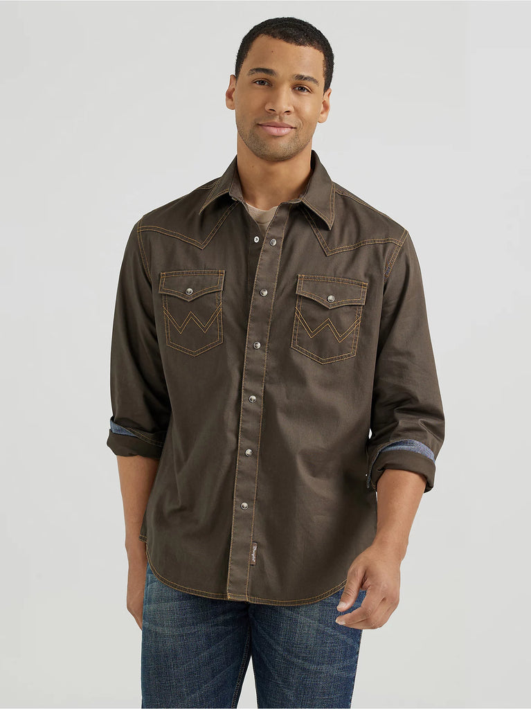 Wrangler Retro Premium Western Snap ~ Olive