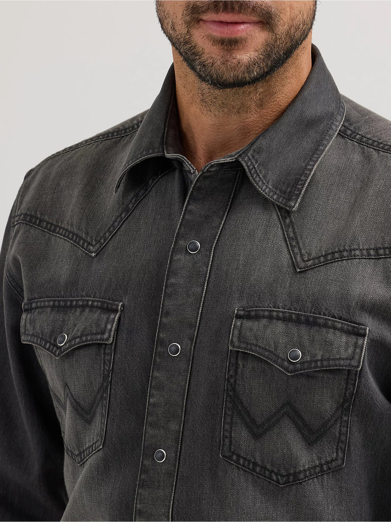 Wrangler Retro Premium Western Snap ~ Washed Black