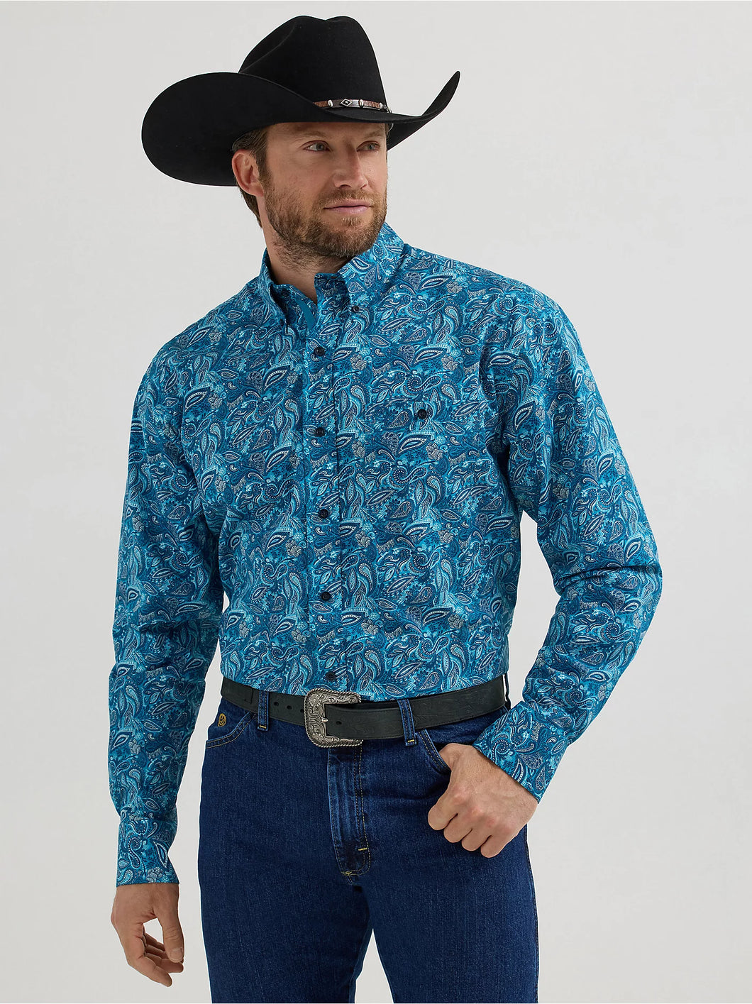 George Strait Shirt by Wrangler ~ Blue Paisley