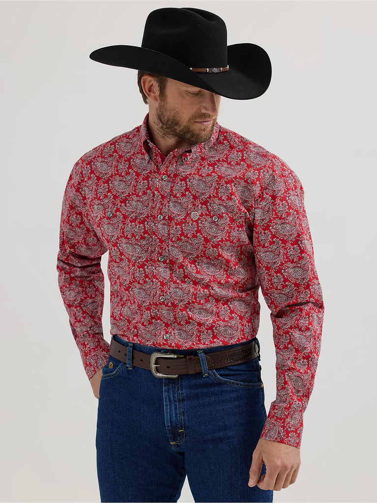 George Strait Shirt by Wrangler ~ Red Paisley