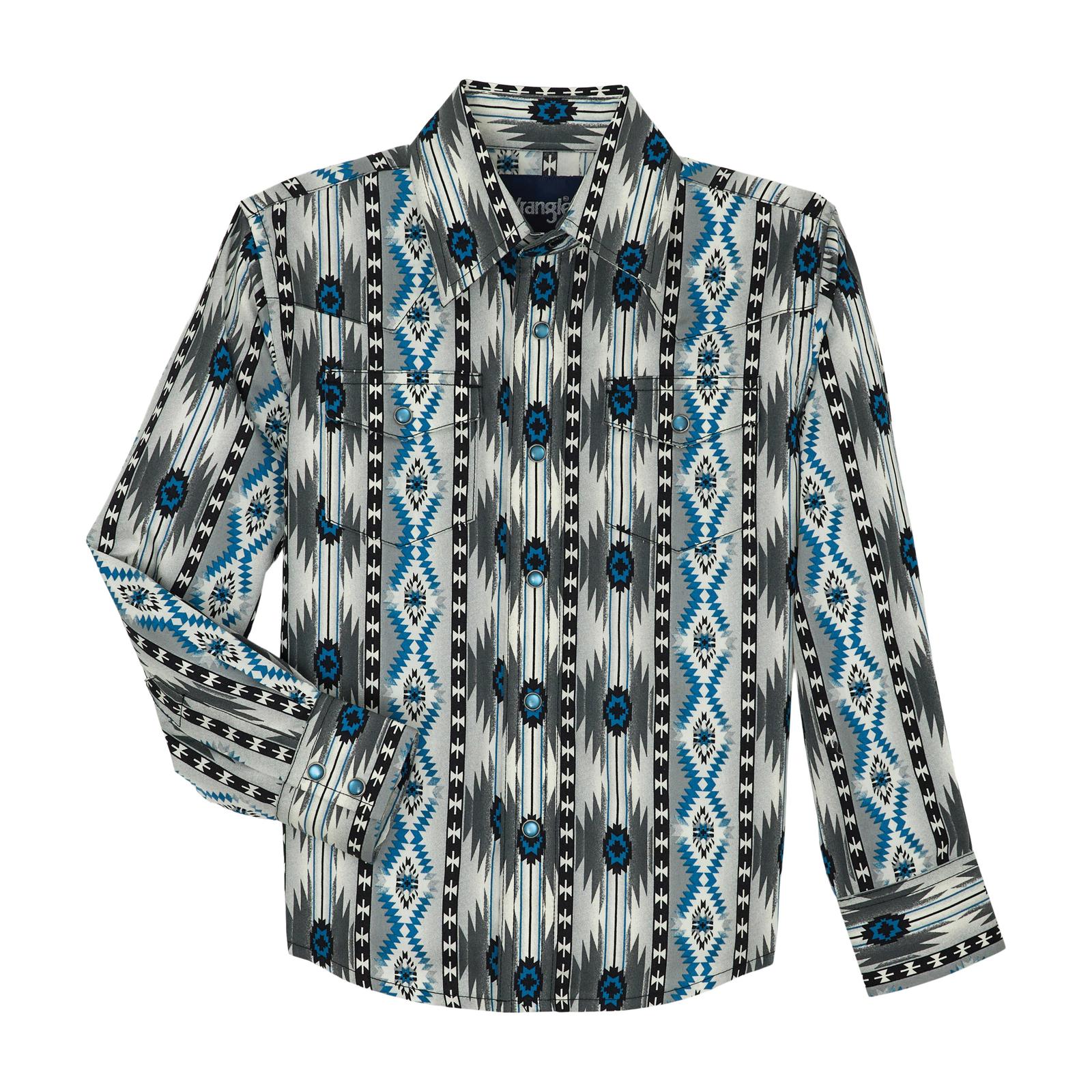Boy's Wrangler Checotah Shirt ~ Gray - Henderson's Western Store
