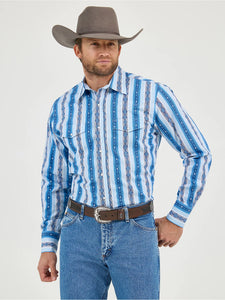 Load image into Gallery viewer, Checotah Western Shirt by Wrangler ~ Blue