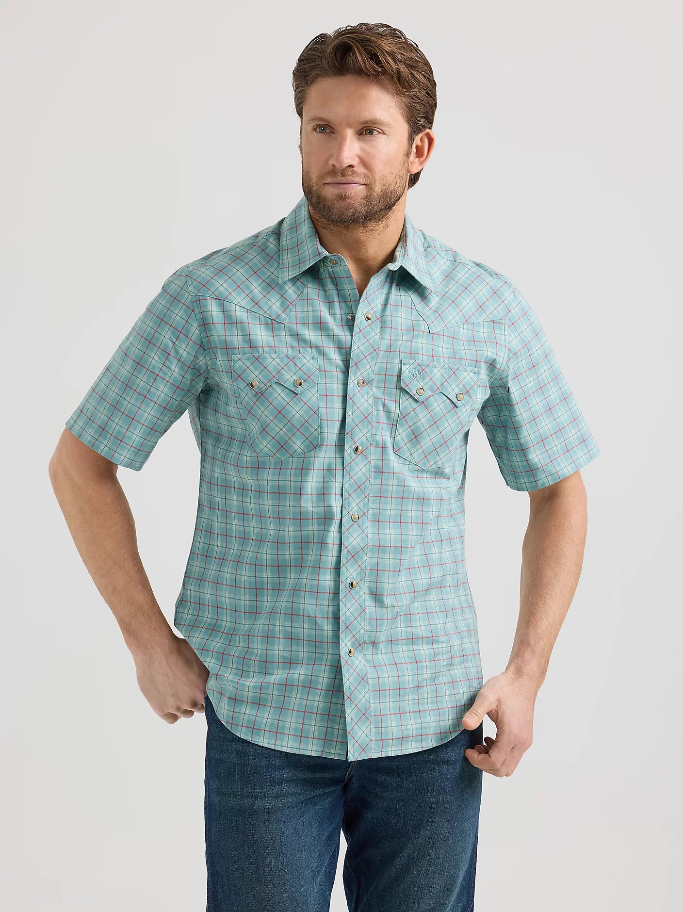 Men's Wrangler Retro Plaid ~ Blue - Henderson's Western Store