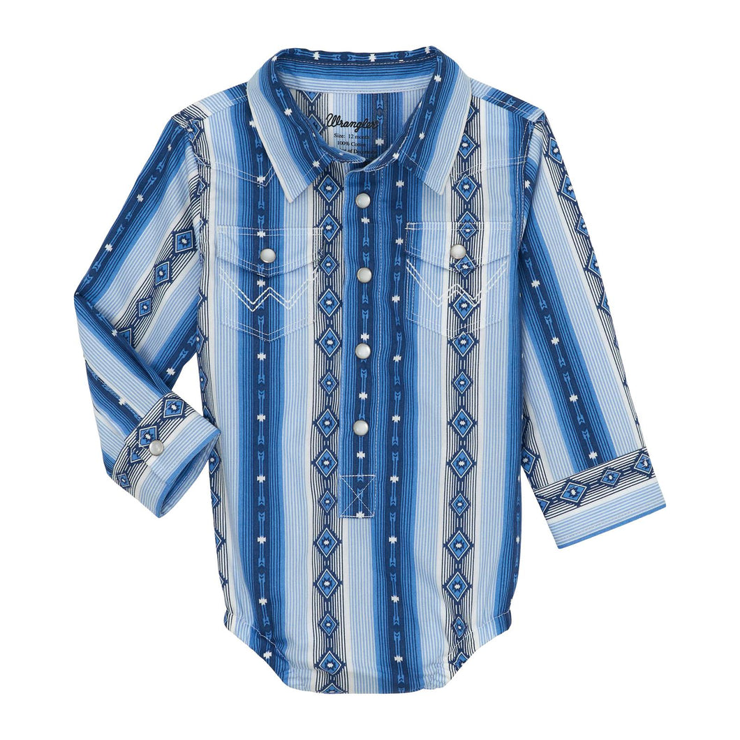 Wrangler Baby Boy Onesie ~ Blue Aztec