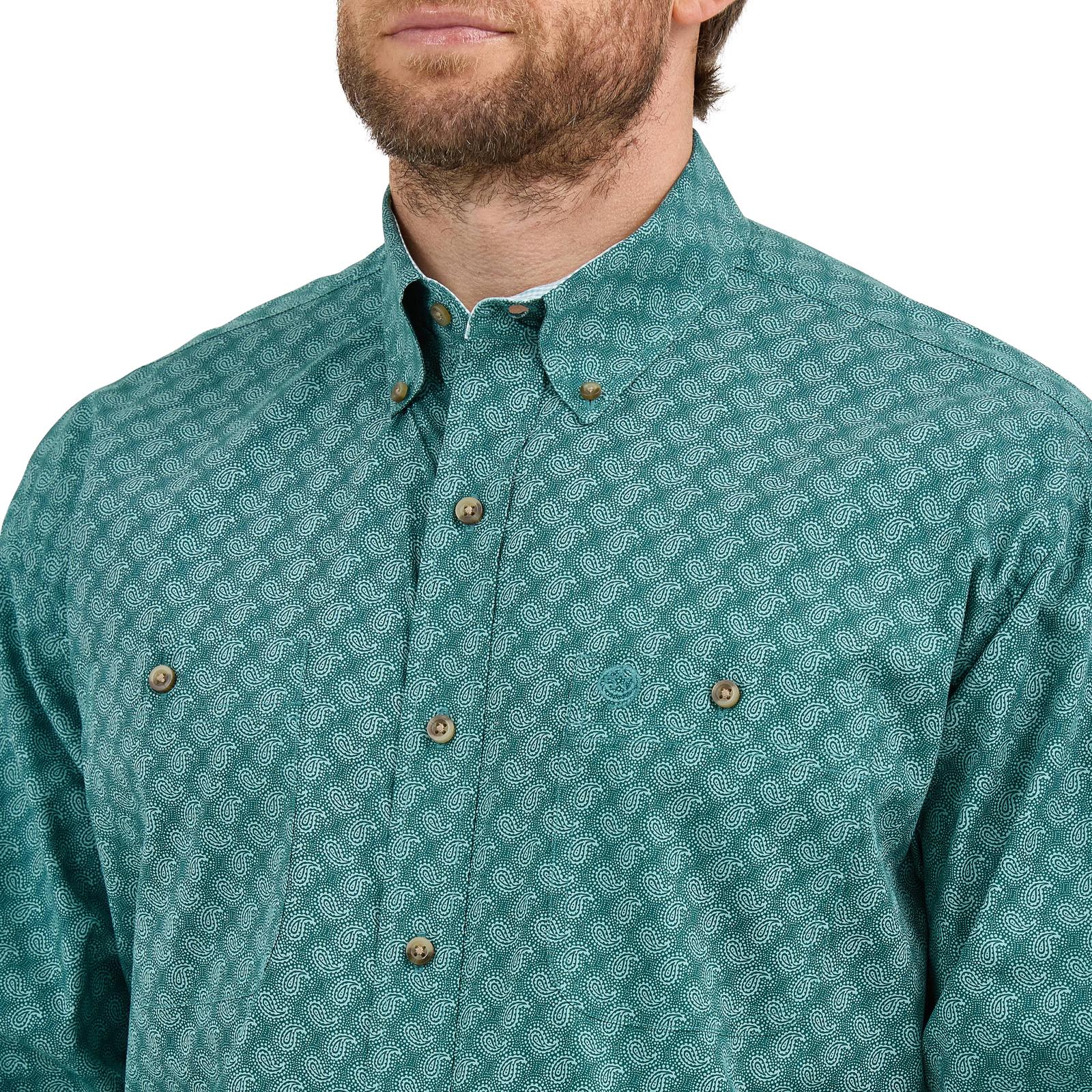George Strait Shirt by Wrangler ~ Green Paisley - Henderson's Western Store