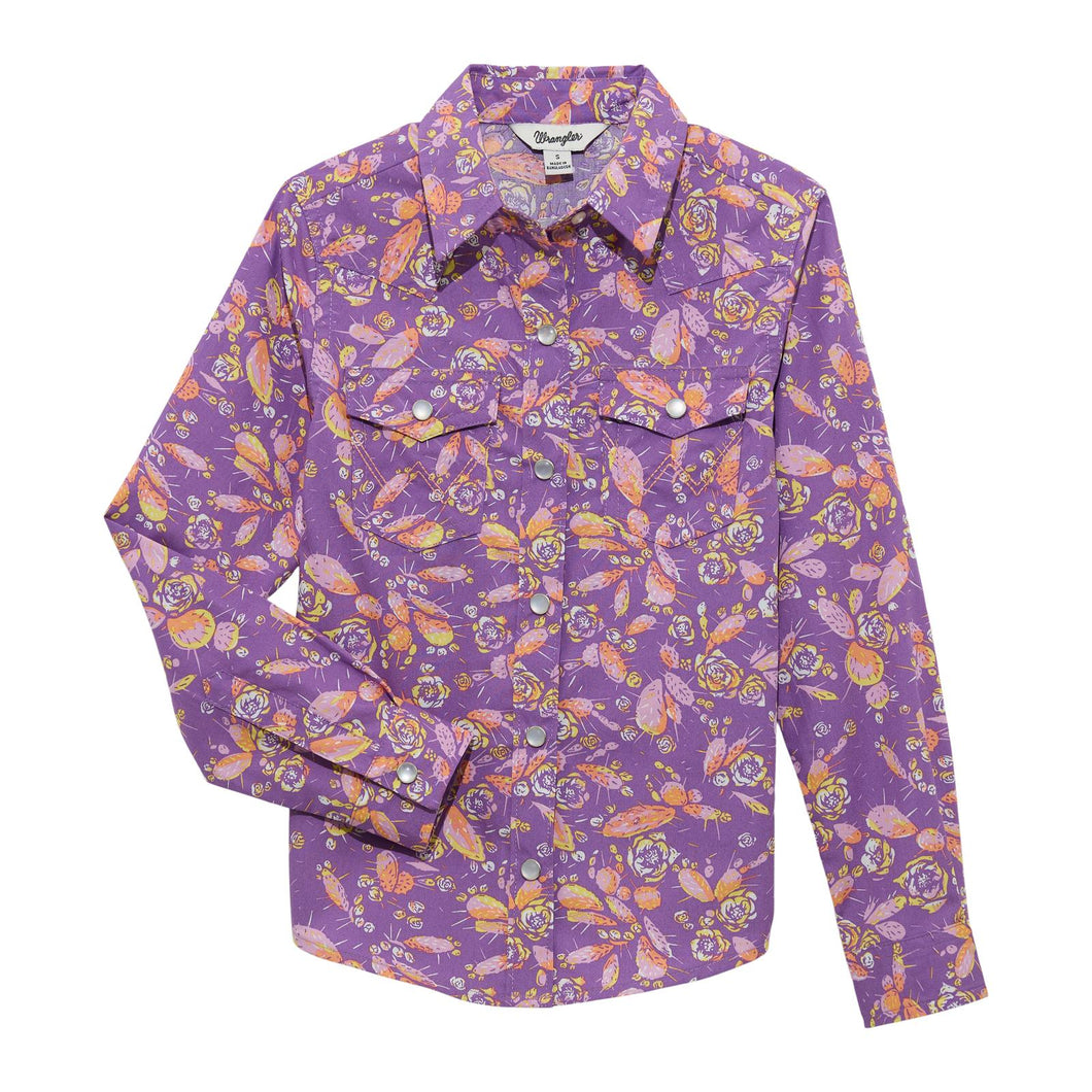 Girl's Wrangler Western Shirt ~ Purple - Henderson's Western Store
