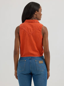 Load image into Gallery viewer, Sleeveless Tie Front Shirt by Wrangler - Henderson&#39;s Western Store