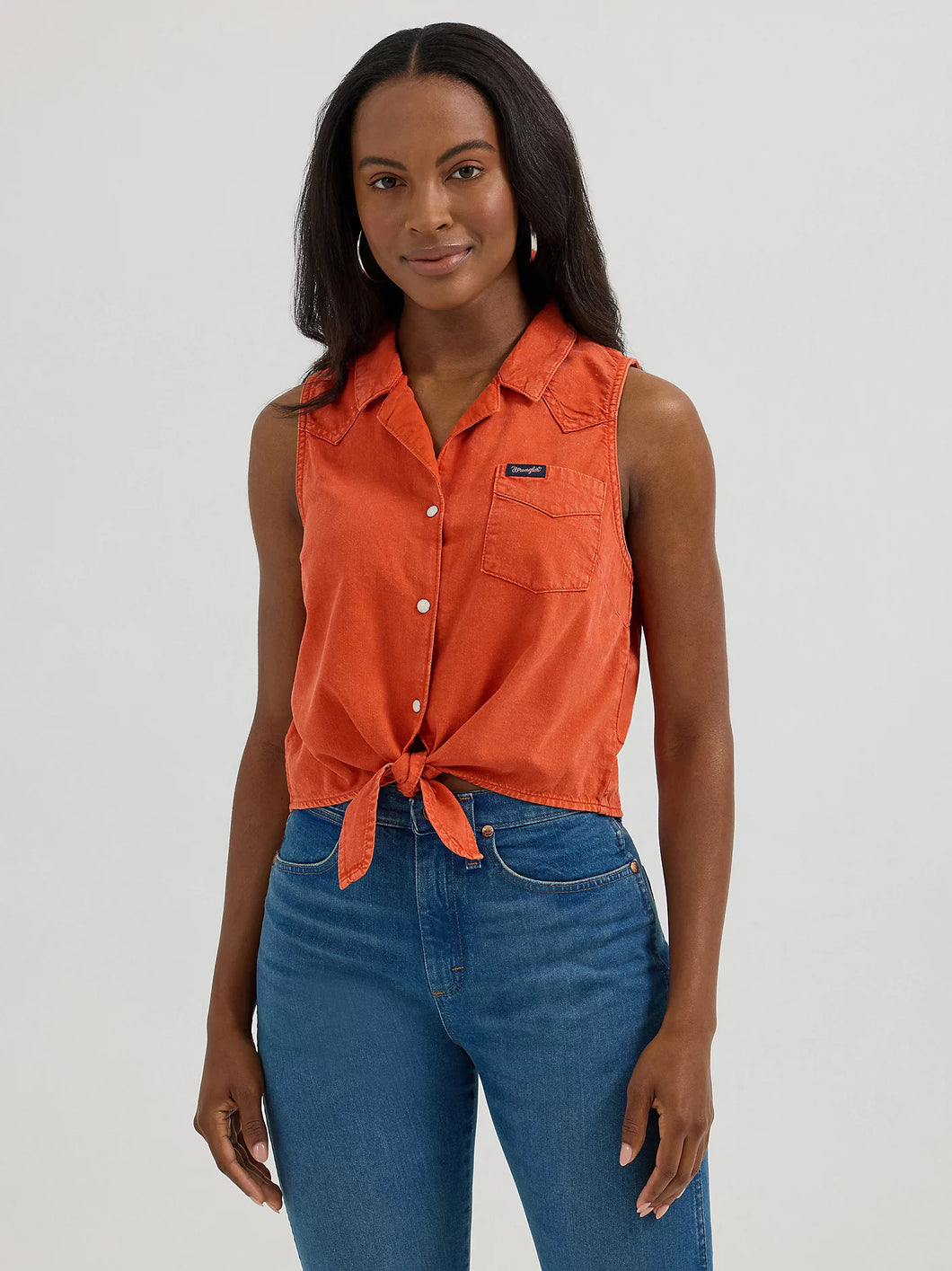 Sleeveless Tie Front Shirt by Wrangler - Henderson's Western Store