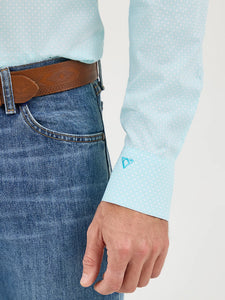 Load image into Gallery viewer, Cody Johnson&#39;s Button Down by Wrangler ~ Aqua Bursts - Henderson&#39;s Western Store