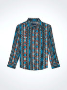 Boy's Wrangler Checotah Shirt ~ Turquoise - Henderson's Western Store