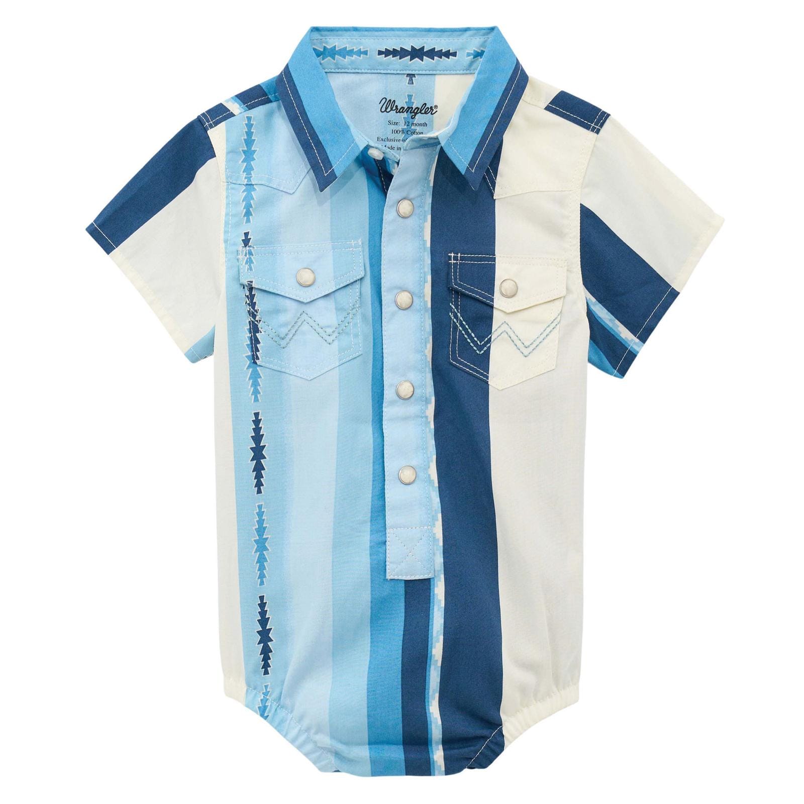 Wrangler Chectah Baby Bodysuit ~ Blue - Henderson's Western Store