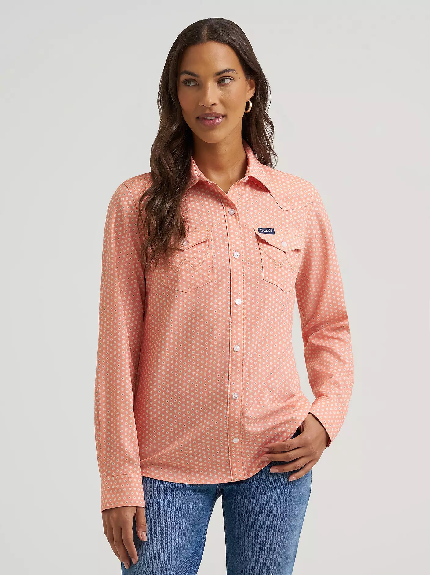 Aria Performance Shirt by Wrangler ~Orange - Henderson's Western Store