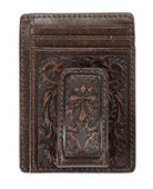 Leather Embossed Cross Wallet ~ Money Clip - Henderson's Western Store