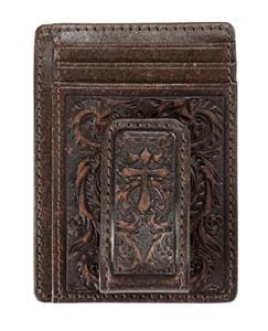 Leather Embossed Cross Wallet ~ Money Clip - Henderson's Western Store