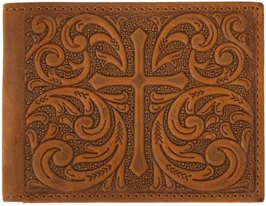 Leather Embossed Cross Wallet ~ Bi-Fold - Henderson's Western Store