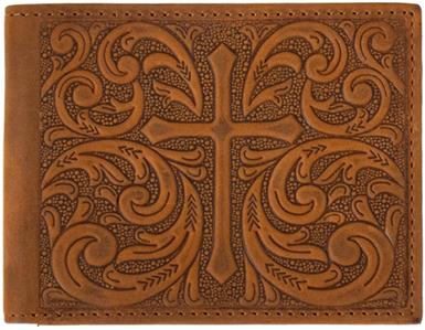 Leather Embossed Cross Wallet ~ Bi-Fold