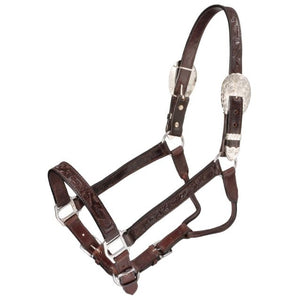 Load image into Gallery viewer, Silver Royal King Show Halter ~ Hand Carved Leather - Henderson&#39;s Western Store