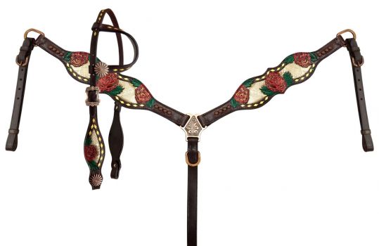 Snake Print Inlay Headstall Set