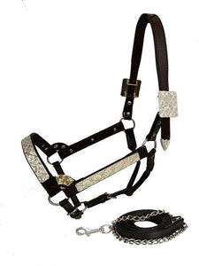 Load image into Gallery viewer, Dark Leather Show Halter ~ Floral