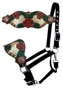 Load image into Gallery viewer, Nylon Bronc Halter ~ Snake Skin &amp; Red Rose - Henderson&#39;s Western Store