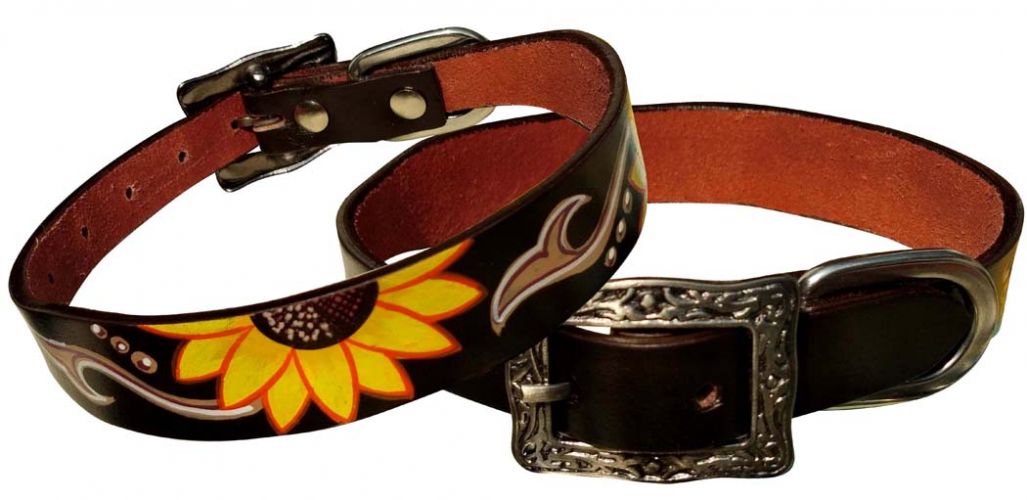 Sunflower Overlay Dog Collar - Henderson's Western Store