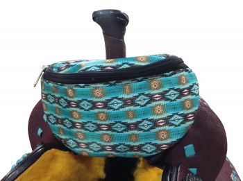 Insulated Saddle Pouch  ~ Teal Southwest