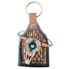 Leather Key Chain ~ Aztec Cow Skull - Henderson's Western Store