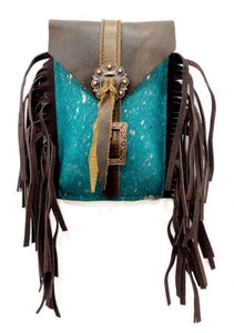 Load image into Gallery viewer, Cowhide Saddle Bag ~ Teal - Henderson&#39;s Western Store
