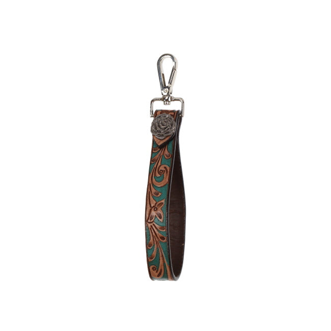 Leather Key Chain ~ Azure Petal